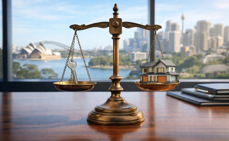 Balance scale with house and keys symbolising the sellers market in Australia and property demand